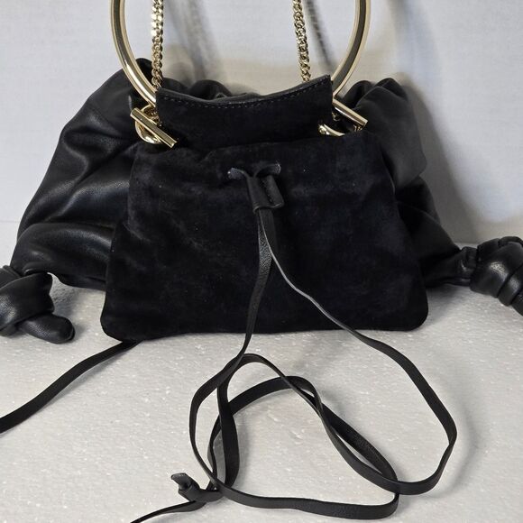 Chloe Arlene Black Lambskin Leather Drawstring Bracelet/Chain Hand/Shoulder Bag - Picture 5 of 12
